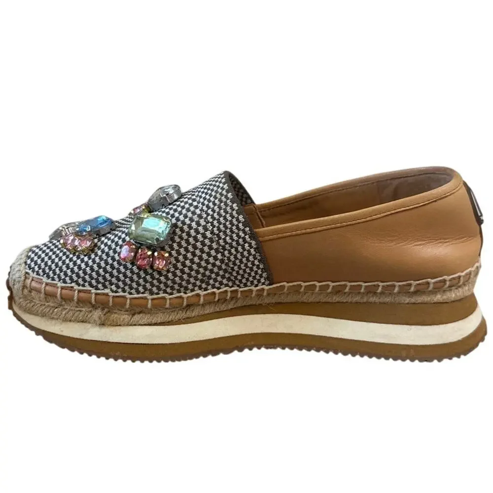 Tory Burch Crystal Daisy Espadrilles Jeweled Slip On 6.5